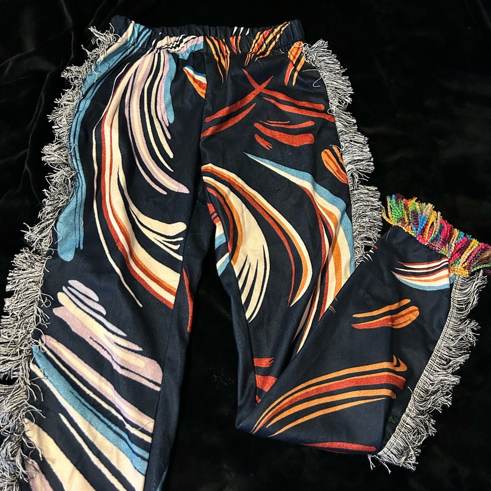 Fringe designed pants